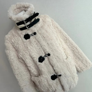 Buckle collar duffle jacket shearling fur coat year-end