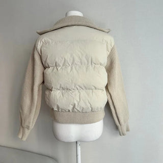 Knit Color Block Padded Jacket Short Long Winter