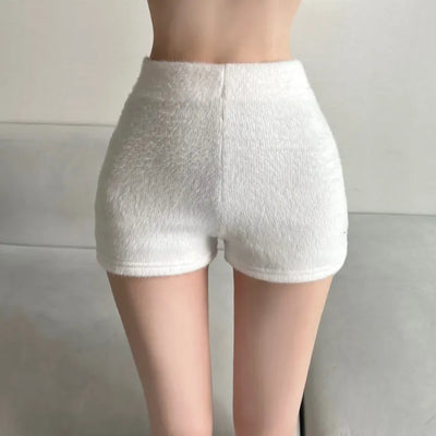 Fluffy Year-end Cashmere Wool Shorts Fleece-lined Hot Pants