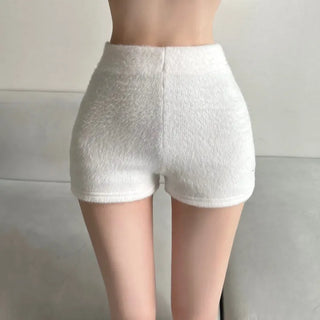Fluffy Year-end Cashmere Wool Shorts Fleece-lined Hot Pants