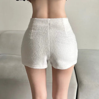 Fluffy Year-end Cashmere Wool Shorts Fleece-lined Hot Pants