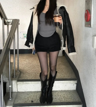 Fluffy Year-end Cashmere Wool Shorts Fleece-lined Hot Pants