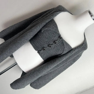 Mohair Knit Button Top Loose Fit Cardigan Set