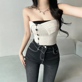 Mohair Knit Button Top Loose Fit Cardigan Set