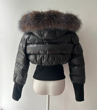 Fairy Two-Tone Fur Hooded Short Padded Jacket Winter