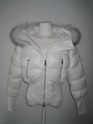 Fairy Two-Tone Fur Hooded Short Padded Jacket Winter