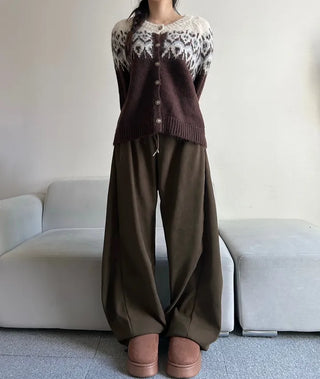 Angora Nordic Knit Cardigan Year-end Christmas Look Outerwear