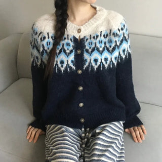 Angora Nordic Knit Cardigan Year-end Christmas Look Outerwear