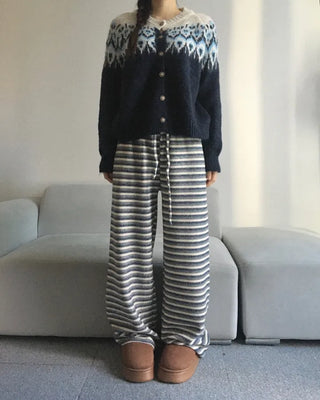 Angora Nordic Knit Cardigan Year-end Christmas Look Outerwear