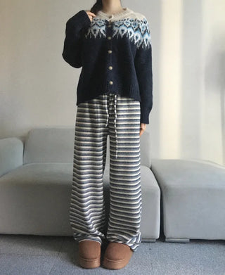Angora Nordic Knit Cardigan Year-end Christmas Look Outerwear