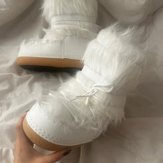 Snow Fur Boots Long Midi Mid-calf Winter Fleece-lined