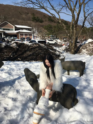 Snow Fur Boots Long Midi Mid-calf Winter Fleece-lined