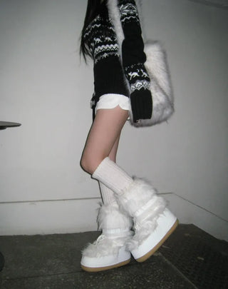 Snow Fur Boots Long Midi Mid-calf Winter Fleece-lined