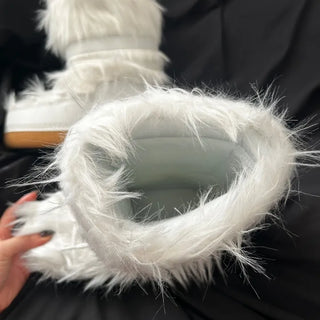 Snow Fur Boots Long Midi Mid-calf Winter Fleece-lined