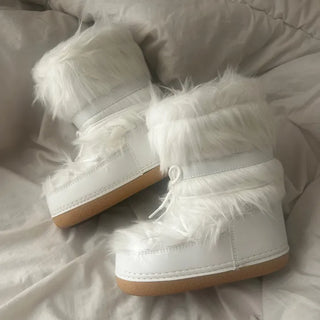 Snow Fur Boots Long Midi Mid-calf Winter Fleece-lined