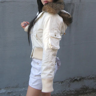 Bonnie Velvet Shearling Fur Quilted Jacket Hooded Padded