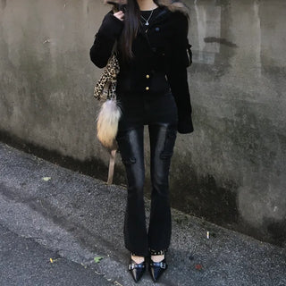 Bonnie Velvet Shearling Fur Quilted Jacket Hooded Padded