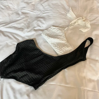 Tulle Ribbon Cutout Color Block Monokini Bikini