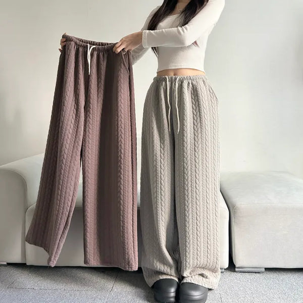 Quilted Knit Wide Pants Training Low-rise Winter Balloon