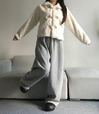 Quilted Knit Wide Pants Training Low-rise Winter Balloon