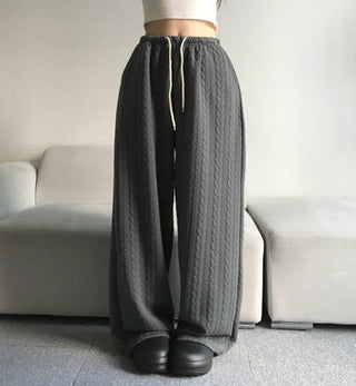 Quilted Knit Wide Pants Training Low-rise Winter Balloon