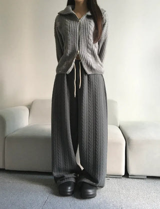 Quilted Knit Wide Pants Training Low-rise Winter Balloon