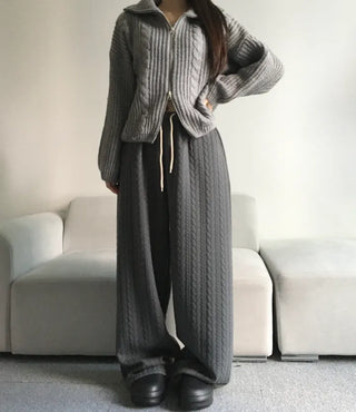 Quilted Knit Wide Pants Training Low-rise Winter Balloon
