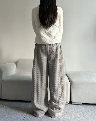 Quilted Knit Wide Pants Training Low-rise Winter Balloon