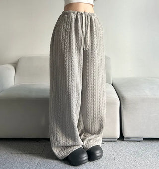 Quilted Knit Wide Pants Training Low-rise Winter Balloon