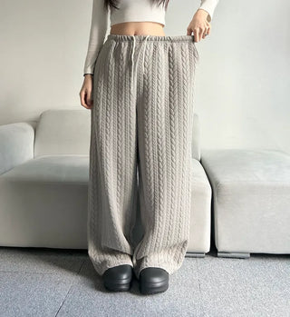 Quilted Knit Wide Pants Training Low-rise Winter Balloon