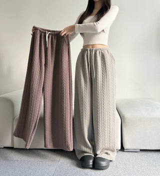 Quilted Knit Wide Pants Training Low-rise Winter Balloon