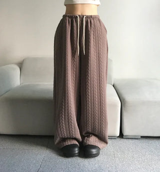 Quilted Knit Wide Pants Training Low-rise Winter Balloon