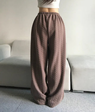 Quilted Knit Wide Pants Training Low-rise Winter Balloon