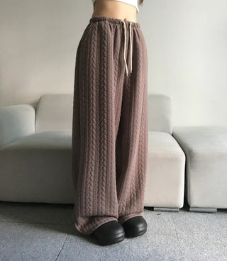 Quilted Knit Wide Pants Training Low-rise Winter Balloon