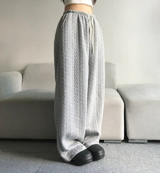 Quilted Knit Wide Pants Training Low-rise Winter Balloon