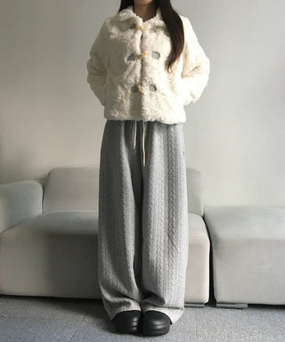 Quilted Knit Wide Pants Training Low-rise Winter Balloon