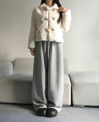 Quilted Knit Wide Pants Training Low-rise Winter Balloon
