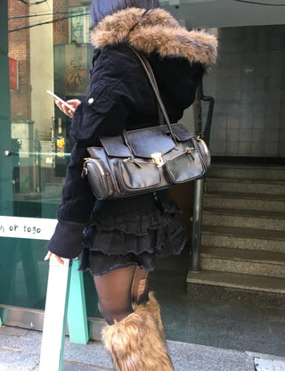 Paris Pocket Shoulder Bag Leather Y2K Unique Daily
