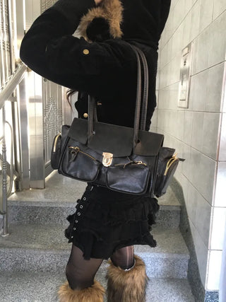 Paris Pocket Shoulder Bag Leather Y2K Unique Daily
