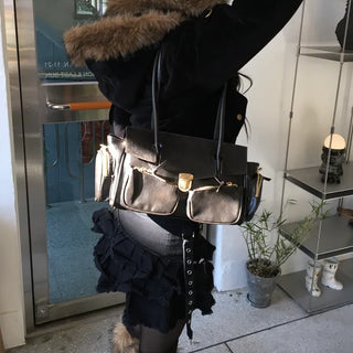 Paris Pocket Shoulder Bag Leather Y2K Unique Daily