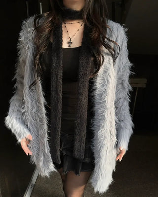 Angora Fur Muffler Skinny Scarf Tie Fashion Accessory