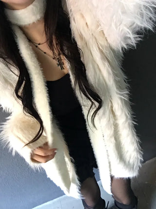 Angora Fur Muffler Skinny Scarf Tie Fashion Accessory