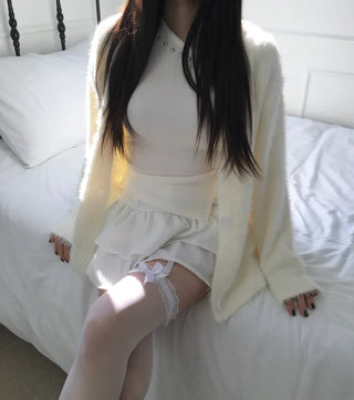 Airy Angora Fur Cardigan High-Quality Spring Winter Outerwear
