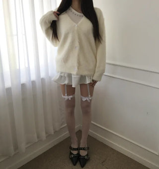 Airy Angora Fur Cardigan High-Quality Spring Winter Outerwear