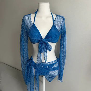 Blue Hawaiian Cover-up Bikini Set. Setup Daily Staycation