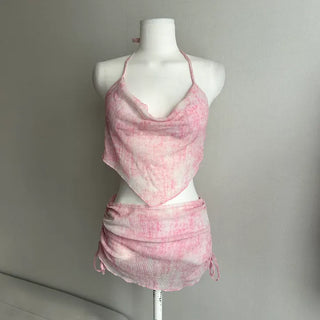 Draped Chiffon Print Cover-up Bikini Sexy Glam Fit