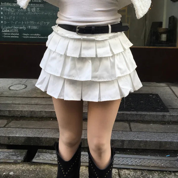 Cake Tier Ruffle Mini Skirt Belt Set Date