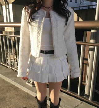 Cake Tier Ruffle Mini Skirt Belt Set Date