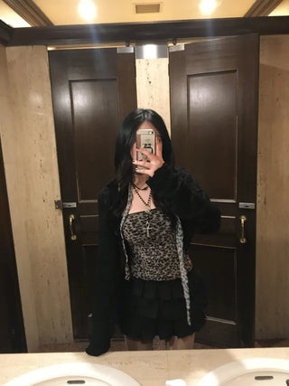 Leopard Scarf Shirred Top Tube Perfect Shot Gyaru