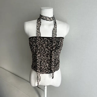 Leopard Scarf Shirred Top Tube Perfect Shot Gyaru